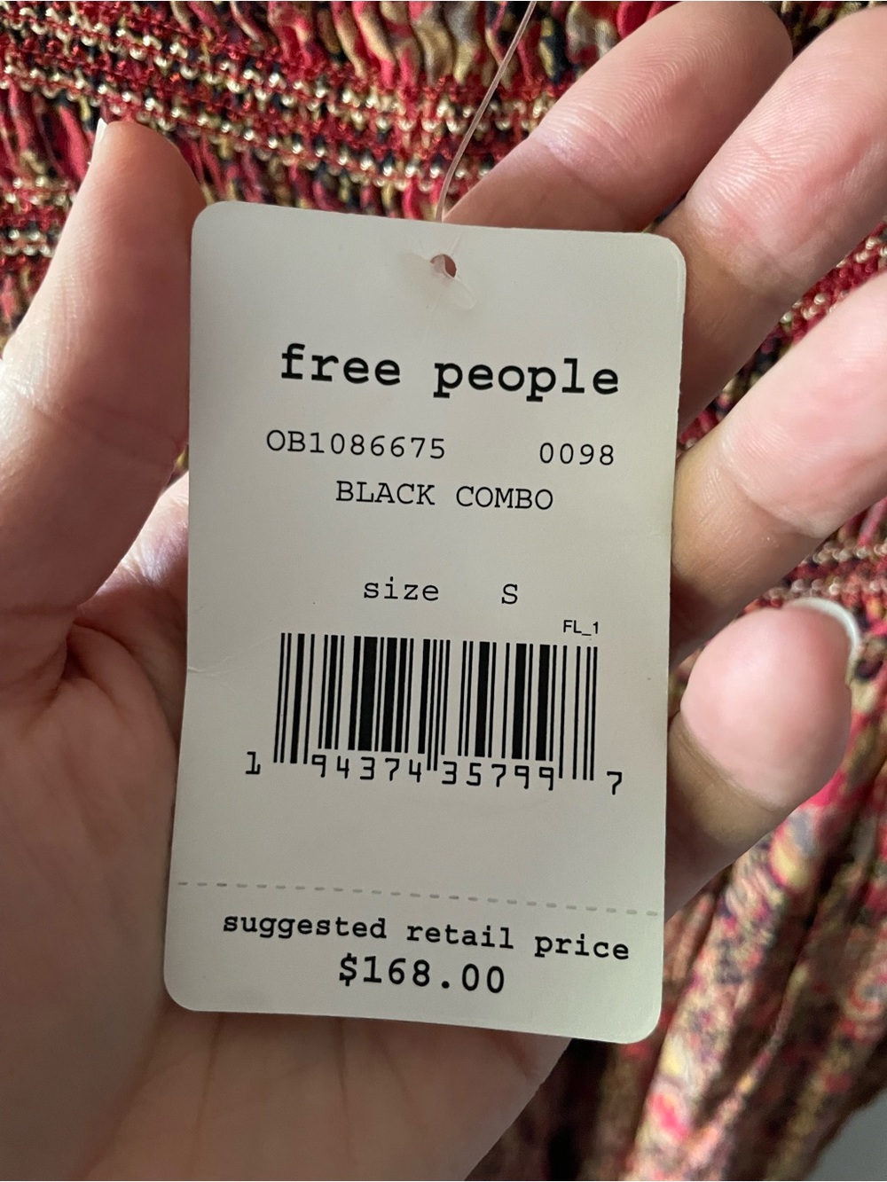NWT New Free People Getaway Maxi Dress in Black Combo Size S - Picture 6 of 7